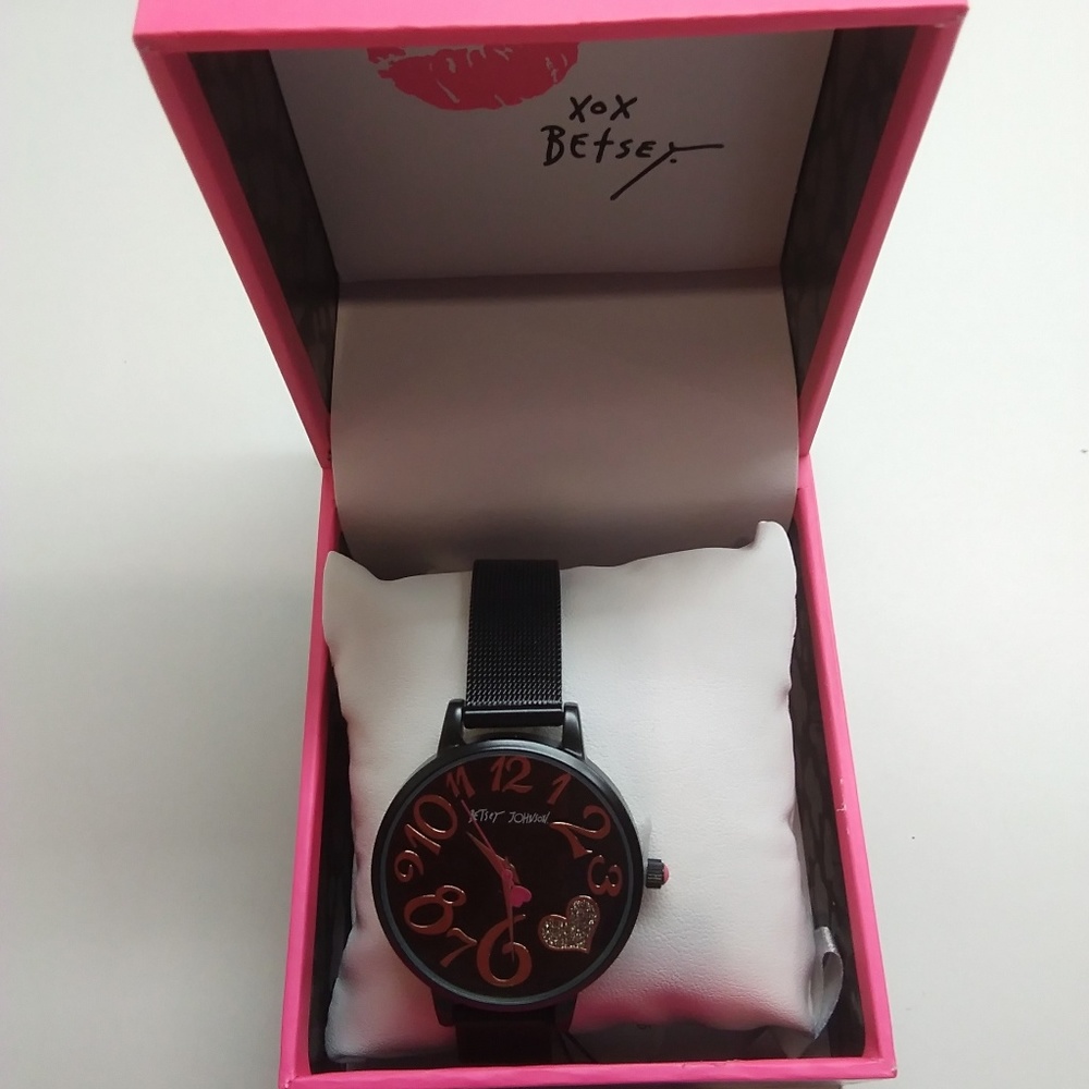 Betsey Johnson New Black and Rose Gold Watch